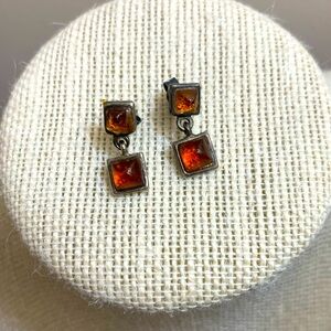 Sterling silver and amber earrings